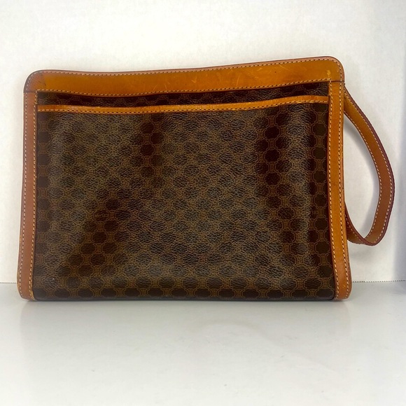 Celine Brown Macadam Leather Clutch/ Wristlet - Picture 2 of 9